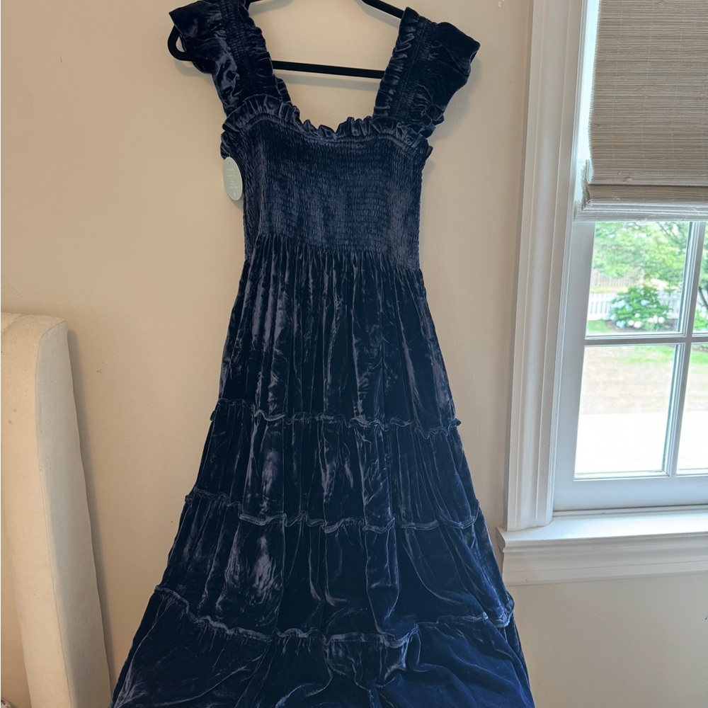 Hill House Navy Velvet Maxi Dress